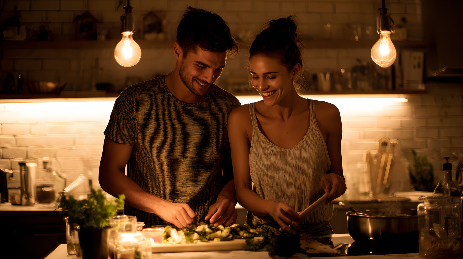A premium ROAMSOME meal kit box opened on a clean kitchen worktop